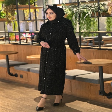 Kadın Taşlı Siyah Elbise