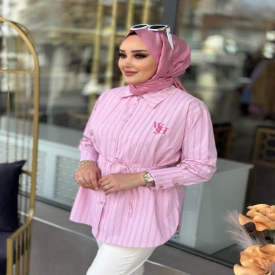 Merwish Retro Gömlek Pembe