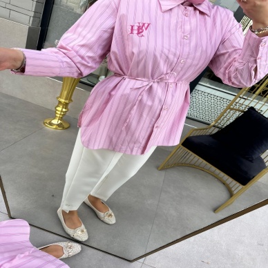 Merwish Retro Gömlek Pembe