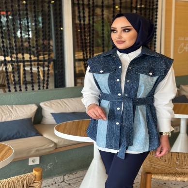 Kadın My312 Arkası Taşlı Yelek