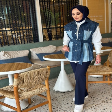 Kadın My312 Arkası Taşlı Yelek