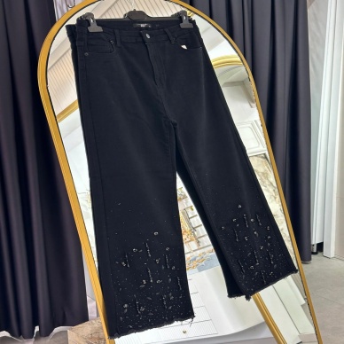 MY312 Kadın Taşlı Jean Pantolon Siyah