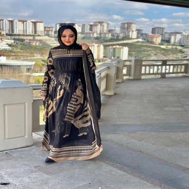MY312 Tasarım Desenli Elbise/Abaya