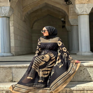 MY312 Tasarım Desenli Elbise/Abaya