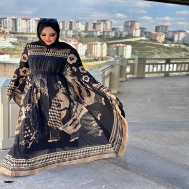 MY312 Tasarım Desenli Elbise/Abaya
