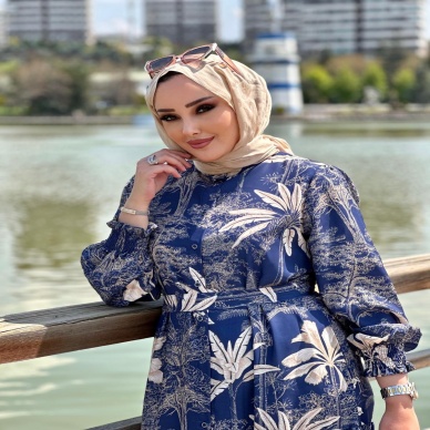 Merwish Kadın Yaz Elbise Mavi