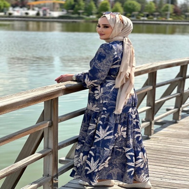 Merwish Kadın Yaz Elbise Mavi