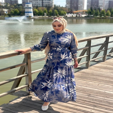 Merwish Kadın Yaz Elbise Mavi