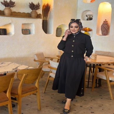 Kadın My312 Düğmeli Ribanalı Takım