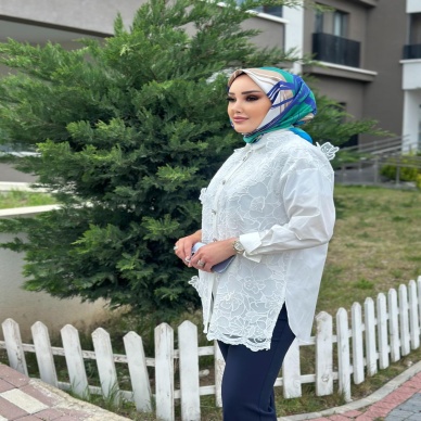 Kadın My312 Dantelli Gömlek Beyaz