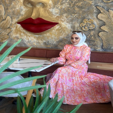 Merwish Yaz Elbise Vintage Renkli