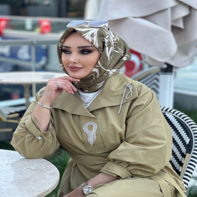MY312 Kadın Önü Taşlı Elbise Kekik