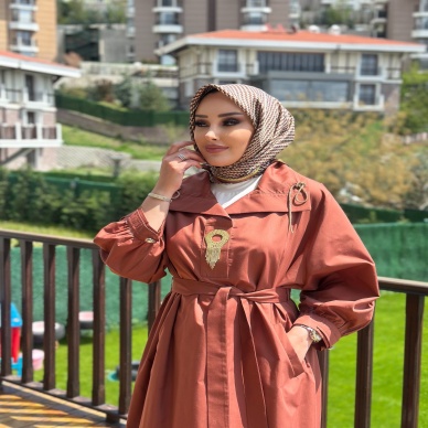 MY312 Kadın Önü Taşlı Elbise Taba
