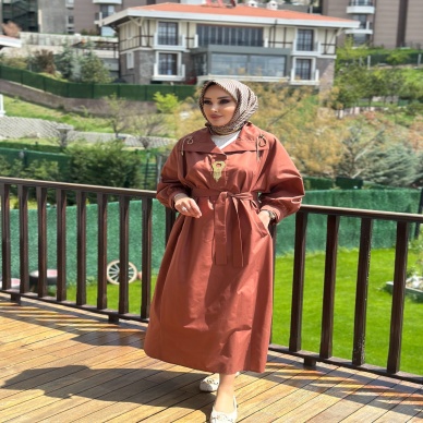 MY312 Kadın Önü Taşlı Elbise Taba