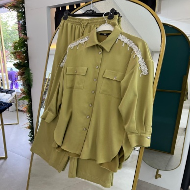 MY312 Kadın İncili Tensel Takım Olive