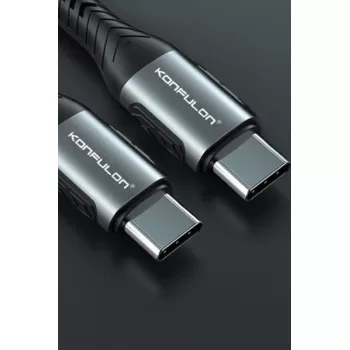 Konfulon DC43 Type-C to Type-C 1M Örgü 60W Hızlı Şarj Kablo - Yeşil
