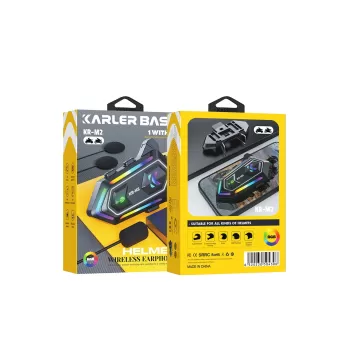 Karler Bass KRM2 RGB Motosiklet Sürücüleri İçin IPX6 Su Geçirmez Özellikli Kablosuz Bluetooth Kulaklık - Siyah