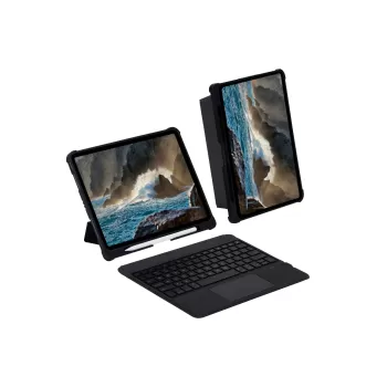 Newface T5209D iPad Pro 12.9 (2021) Kılıf İnter Ledli Klavyeli Tablet Kılıfı - Siyah