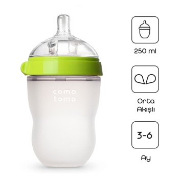 Antikolik Silikon Biberon 250 ml 3-6 Ay Yeşil