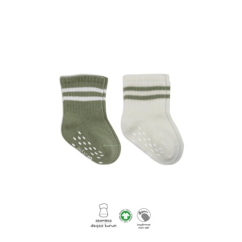 Çemberli Kaymaz Soket Çorap 2Li BS10125 Nil Ekru