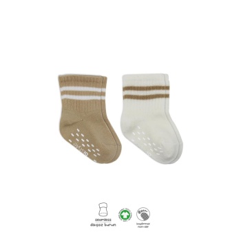 2Li Çemberli Kaymaz Soket Çorap 10125 Bej-Ekru
