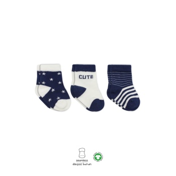 3Lü Penye Cute Stars Soket Çorap BS10115 Lacivert