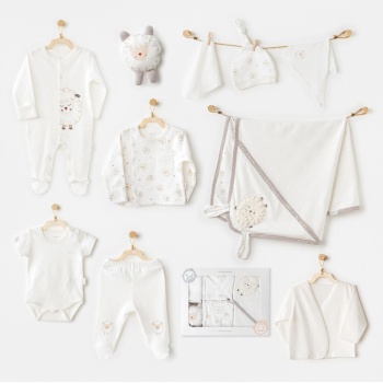 AC25561 Newborn Set Tinny Ships 10Lu Hastane Çıkışı Ekru