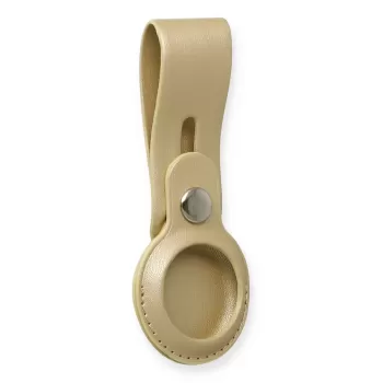Newface Airtag Askılı Deri Kılıf - Gold