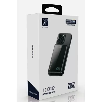 Newface PW598 10.000 mAh Dijital Göstergeli 20W Type-C ve 15W Kablosuz Şarj PD Hızlı Şarj Magsafe Powerbank - Siyah