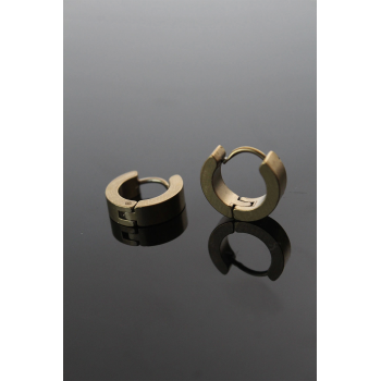 BFS 316L Çelik Gold Renk Halka Model Çift Küpe