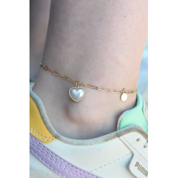 BFS 316L Çelik Gold Renk Kalp Model Kadın Halhal