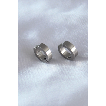 BFS 316L Çelik Gümüş Renk Sıkıştırmalı Erkek Küpe