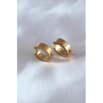 BFS 316L Çelik Gold Renk Sıkıştırmalı Erkek Küpe