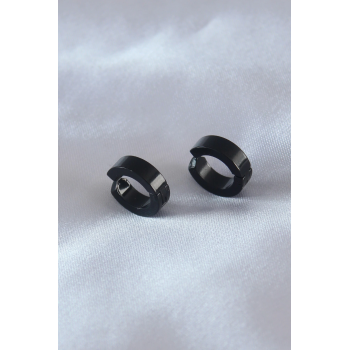 BFS Çelik Siyah Renk Sıkıştırmalı Erkek Küpe