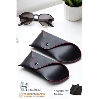 Korumalı Deri Gözlük Kabı Korumalı Gözlük Koruma Kılıfı 2 li SET