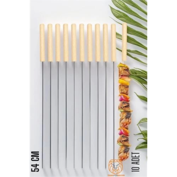 Şiş Çubuğu Mangal Şişi Ahşap Saplı Kebap Şişi 10 Adet Ahşap Saplı