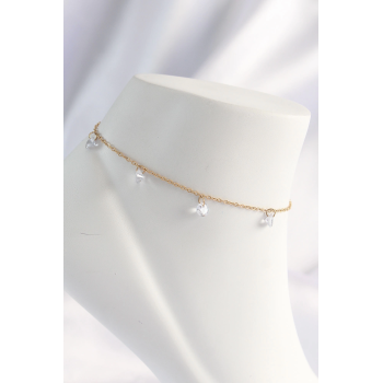 BFS 316L Çelik Gold Renk Zirkon Taşlı Halhal