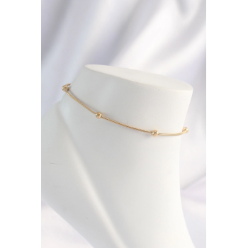 BFS 316L Çelik Gold Renk Minimal Topçuk Model Halhal