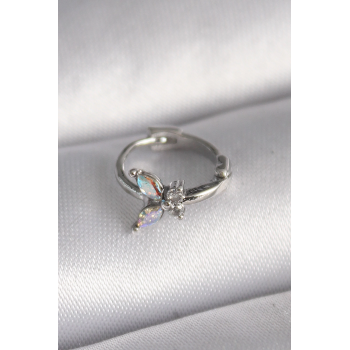 BFS 316L Çelik Gümüş Renk Zirkon Taşlı Kelebek Model Tragus Piercing