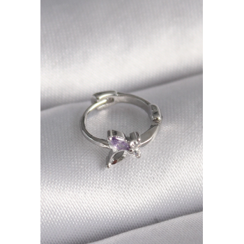 BFS 316L Çelik Gümüş Renk Zirkon Taşlı Kelebek Model Tragus Piercing