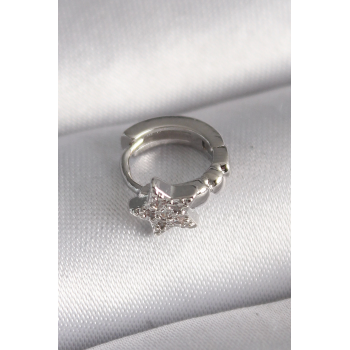 BFS 316L Çelik Gümüş Renk Zirkon Taşlı Yıldız Model Tragus Piercing