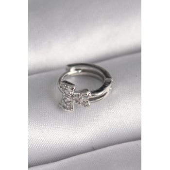 BFS 316L Çelik Gümüş Renk Zirkon Taşlı Kurdele Model Tragus Piercing