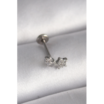 BFS 316L Çelik Gümüş Renk Zirkon Taşlı Yıldız Model Tragus Piercing