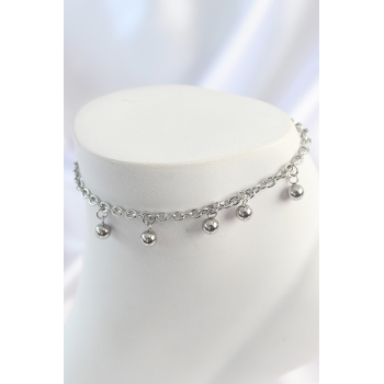 BFS 316L Çelik Gümüş Renk Sallantı Topçuk Zincir Model Kadın Halhal