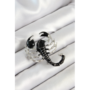 BFS 3D Siyah Akrep Figürlü Gümüş Renk Kadın Broş