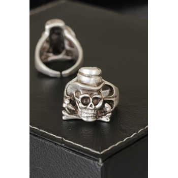 BFS Kuru Kafa Tasarımlı Eskitme Gümüş Renkli Ayarlamalı Model Erkek Yüzük