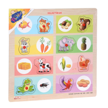 BFS Nessiworld ONY-360-361 Onyıl, Ahşap Tutmalı Eşleştirme - Hangi Hayvan Ne Yer