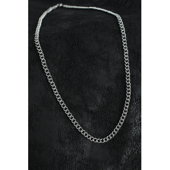 BFS 316L Çelik Klasik Oval Zincir Model Gümüş Renk Erkek Kolye