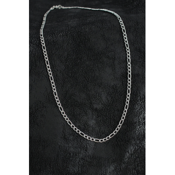 BFS 316L Çelik Klasik Figaro Zincir Model Gümüş Renk Erkek Kolye