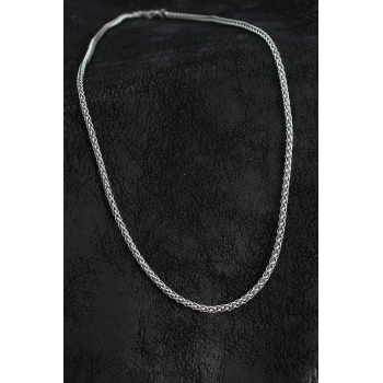 BFS 316L Çelik Sık Örme Zincir Model Gümüş Renk Erkek Kolye